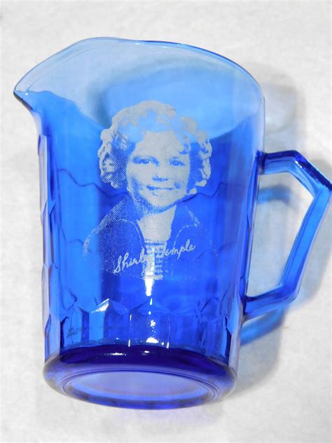 Vintage Shirley Temple Pitchers Cobalt Blue Glass Set Of Two Etsy