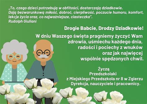 Życzenia z okazji Dnia Babci i Dziadka Miejskie Przedszkole nr 8 w