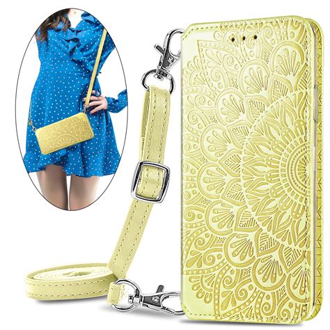 Dteck Crossbody Case For Samsung Galaxy A70embossed Flower Pu Leather Magnetic Flip Wallet Case