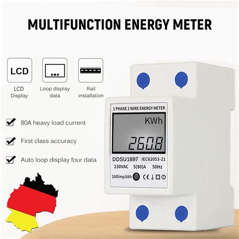 Hutschiene 1 phase Wechselstromzähler 80A 220V DIN LCD Digitaler