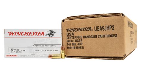 Winchester 9mm 147 Gr JHP USA White Box 500 Round Case Sportsman S