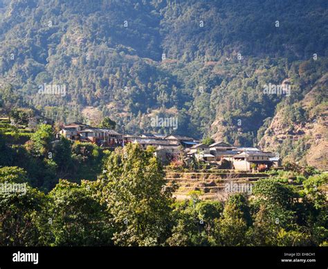 Traditional Small Village Of Sidhane Below Panchase Kaski Nepal