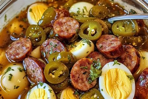 Pickled Sausage, Eggs, and Jalapeños - Crisp Recipes