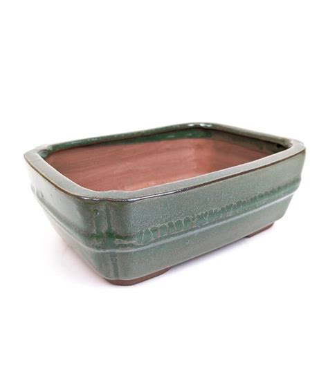 Green Glazed Rectangle Bonsai Pot Bonsai Basics