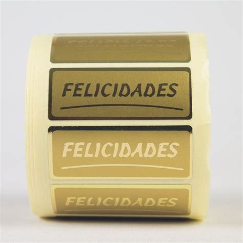 500 Etiquetas Adhesivas Felicidades En Color Oro Tubolsaes