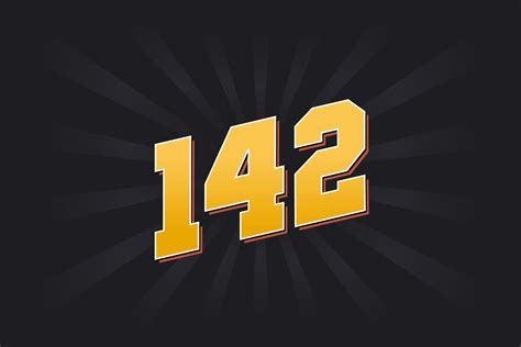 Number 142 vector font alphabet. Yellow 142 number with black ...