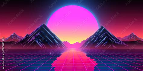 Captivating retro Synthwave background with a vintage color scheme and ...