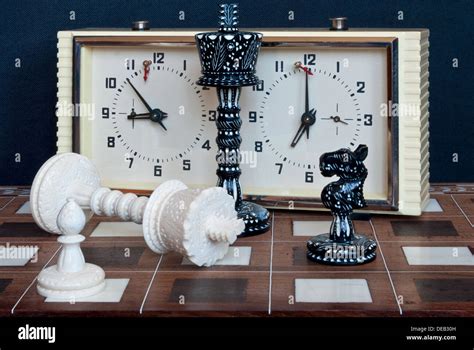 Composition With Chess And Chess Clocks After The Game Stock Photo Alamy