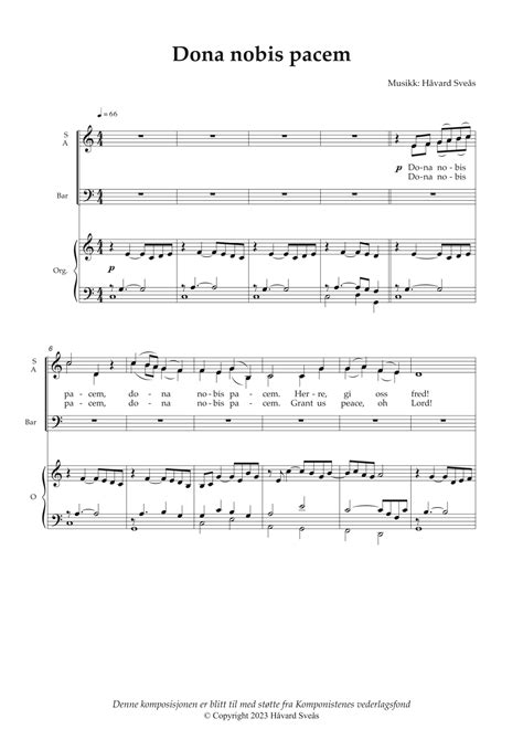 Dona Nobis Pacem Sabar And Organ By Håvard Sveås Sheet Music For Sab Choir At Sheet Music Direct