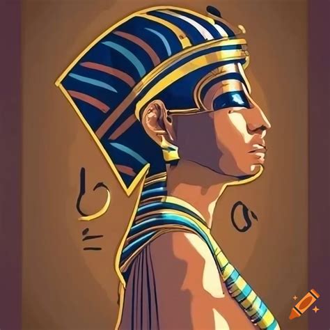 Drawing Of An Egyptian Pharaoh In Hieroglyphic Style