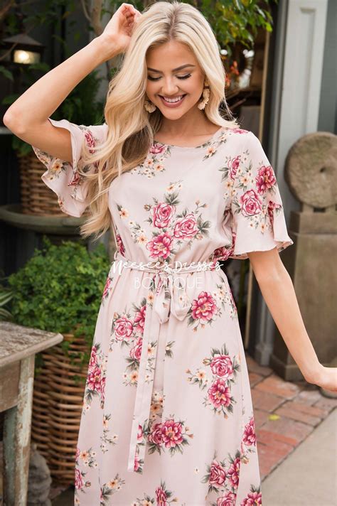 Blush Pink Floral Modest Church Dress Best And Affordable Modest