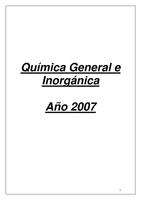 Quimica Inorganica 110 Copias Química General E Inorgánica Año 2007