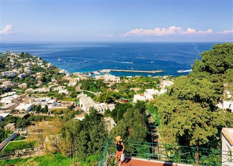 Premium Photo Woman Making Selfie In Capri Island At Naples In Italy