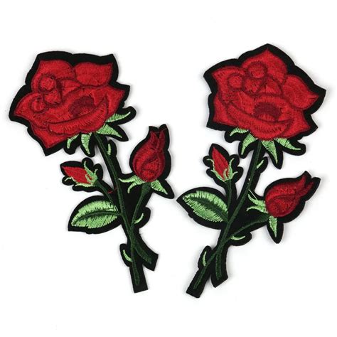 Buy Beautiful Rose Flower Patch 2pcs Embroidered Iron