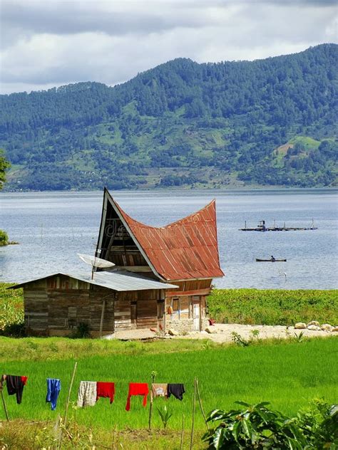 Traditional Batak House On Samosir Island Sumatra Indonesia Stock