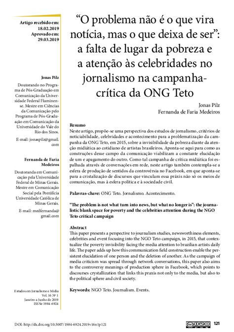 Pdf O Problema Não é O Que Vira Notícia Mas O Que Deixa De Ser” A