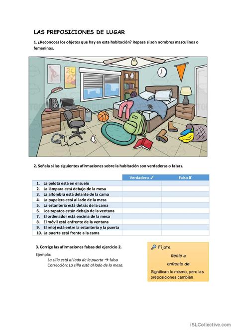 Preposiciones de lugar Español ELE hojas de trabajo pdf doc