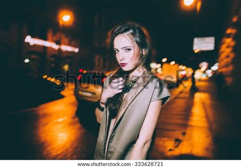 Sexy Gorgeous Brunette Girl Portrait Night Stock Photo 333628721 Shutterstock