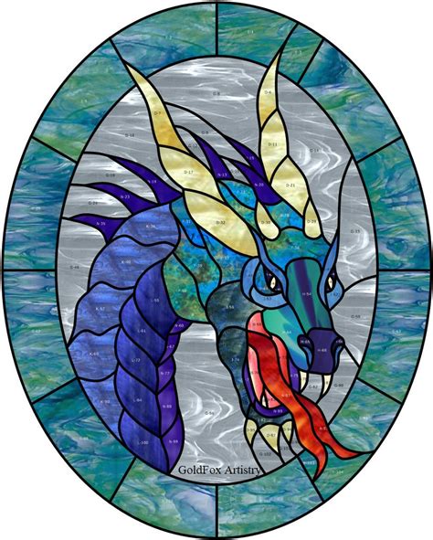 Goldfox Artistry Dragon Head Stained Glass Pattern Pdf Etsy