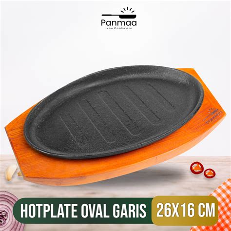 Jual PANMAA Cast Iron Hot Plate Steak Piring Steak Oval Garis 26x16 Cm Shopee Indonesia