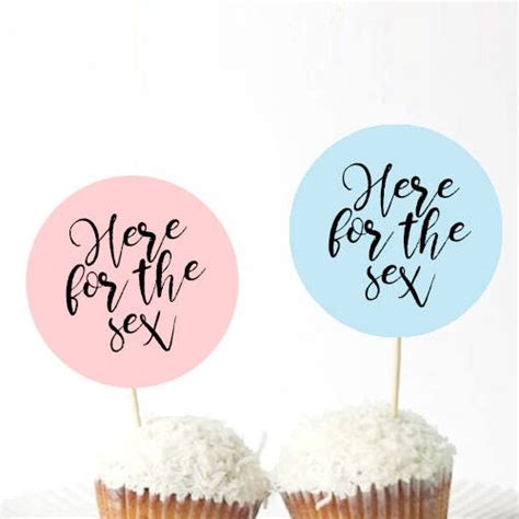 Here For The Sex Cupcake Toppers Gender Reveal Cupcake Etsy