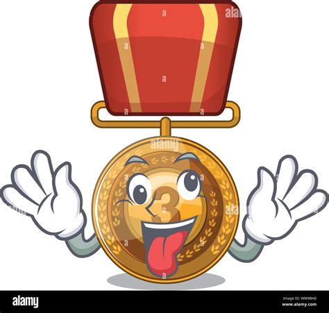 Crazy Bronze Medal Placed On Wall Character Stock Vector Image And Art