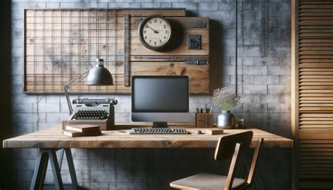 Premium AI Image | Minimalist Office with Industrial Wall