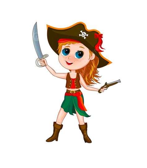 Cute Girl Pirate Saber Pirate Costume Illustration Vector Saber Pirate Costume Illustration