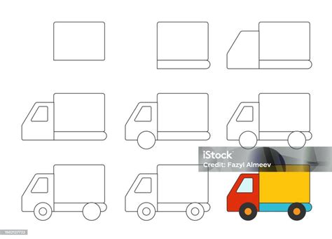 Desenho De Caminhao Facil - Vetores de Planilha Guia Fácil Para Desenhar O Caminhão Tutorial De ...