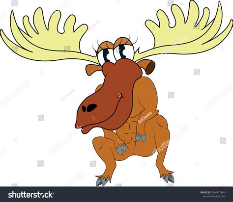 Cartoon Funny Moose Vector Illustration Isolated Stock Vector (Royalty ...