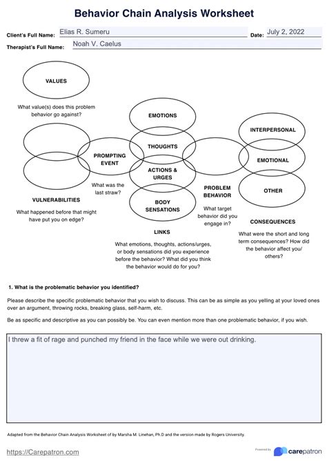 Behavior Chain Analysis Worksheet And Example Free Pdf Download