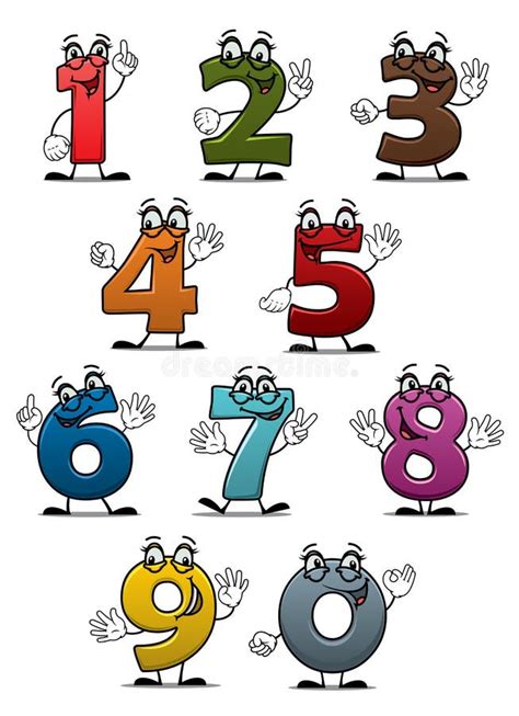 Funny Cartoon Numbers stock vector. Illustration of four - 25978523