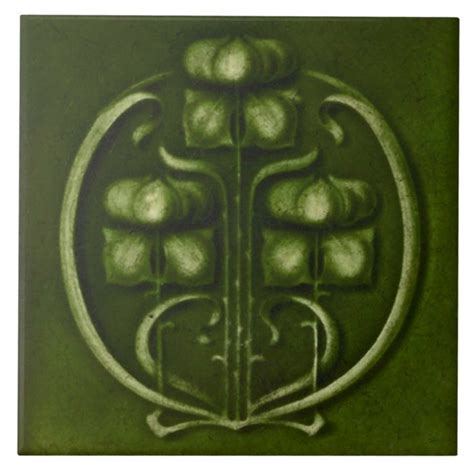 Vintage Art Nouveau Deco Majolica Floral Craftsman Tile Zazzle Art