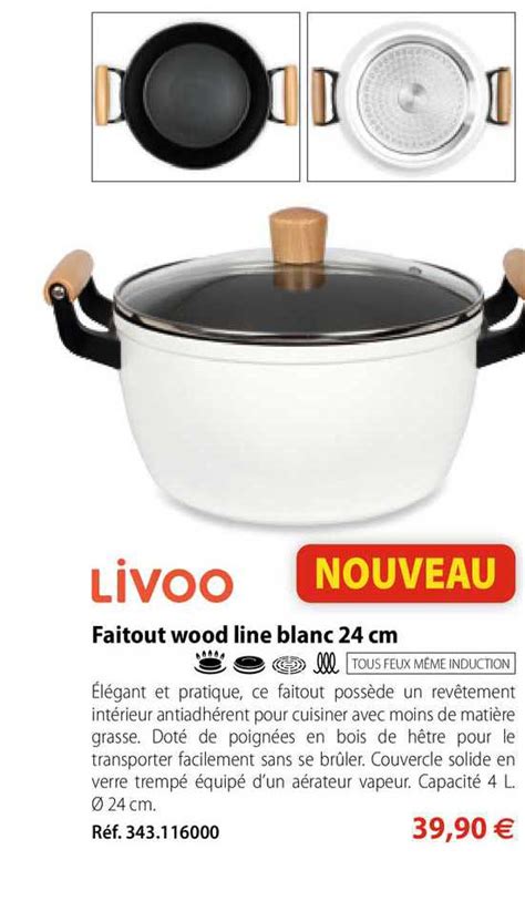 Offre Faitout Wood Line Blanc 24 Cm Livoo Chez Mathon