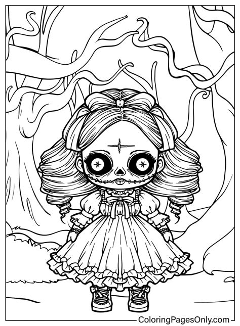 Creepy Doll Free Printable Coloring Pages