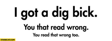 I Got A Dig Bick You Read That Wrong You Read That Wrong Too