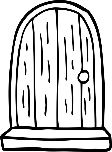 line drawing cartoon old wood door 12146295 Vector Art at Vecteezy