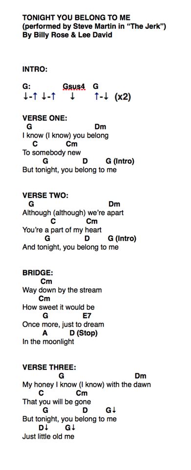 Tonight You Belong To Me Guitar Chords