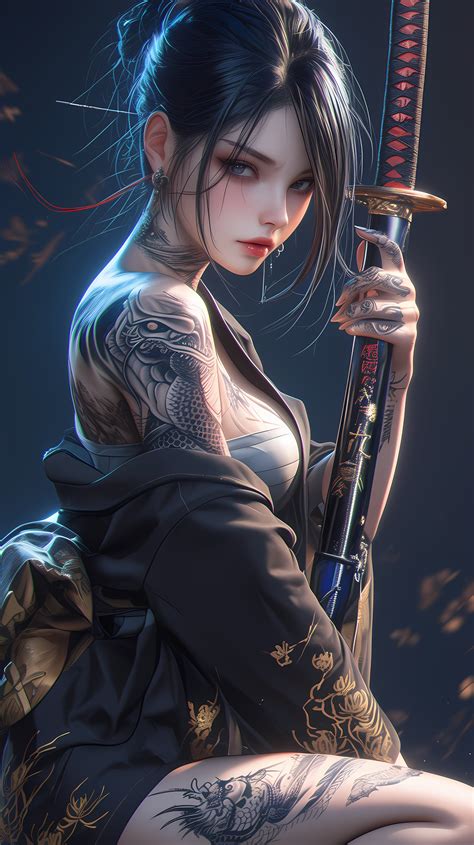 kiai  kiairt   japanese warrior woman tattoo asian warrior