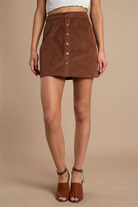 Ilyn Corduroy A Line Skirt In Camel 58 Tobi US