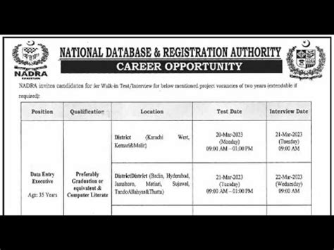 NADRA Jobs 2023 Apply Online NADRA Jobs Advertisement NADRA Latest