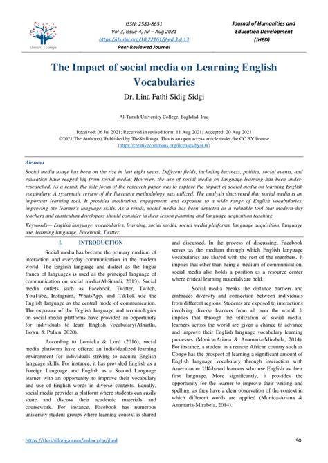 Pdf The Impact Of Social Media On Learning English Vocabularies