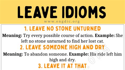 Leave Idioms With Meaning And Examples Engdic