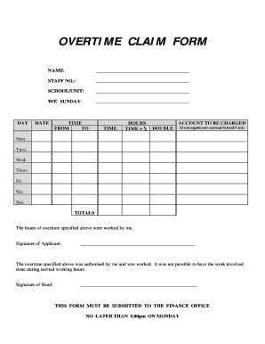 Overtime Claim Form Fill Online Printable Fillable Blank Pdffiller