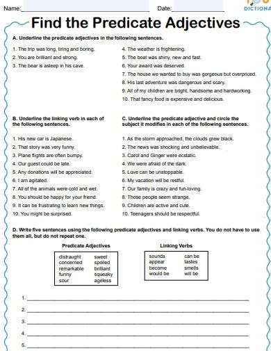 Predicate Adjective Examples How To Use Pdf