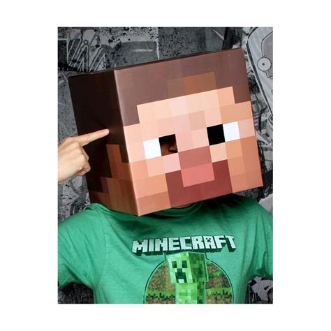 Minecraft Men S Steve Head Mask Minecraft Birthday Party Minecraft Birthday Minecraft Party