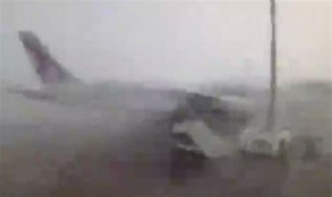 Flights: Shocking moment Qatar Airways plane crash spotted amid storm ...