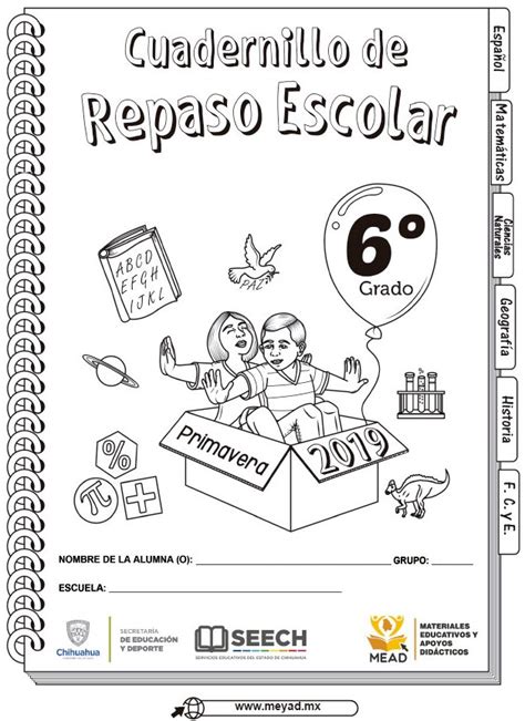 Cuadernillo De Repaso Escolar Del Sexto Grado Primavera 2019 Material Educativo Y Planeaciones