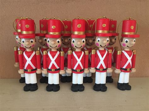 Set of 10 Wooden Toy Soldiers small version Christmas