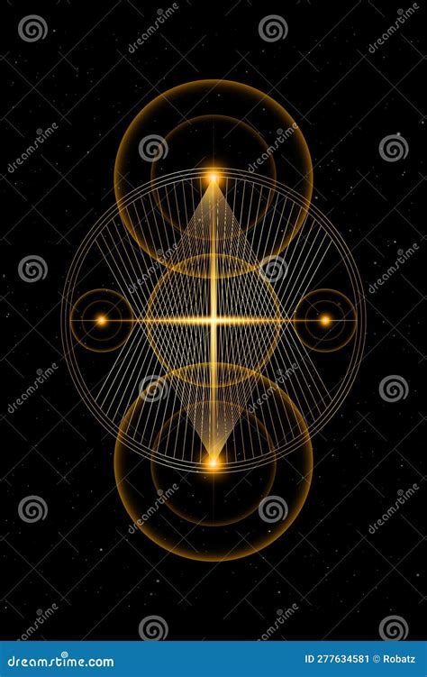 Geometría Sagrada Planetaria Líneas De Oro Se Superponen Triángulos De